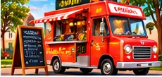 Colorful illustration representing food trucks